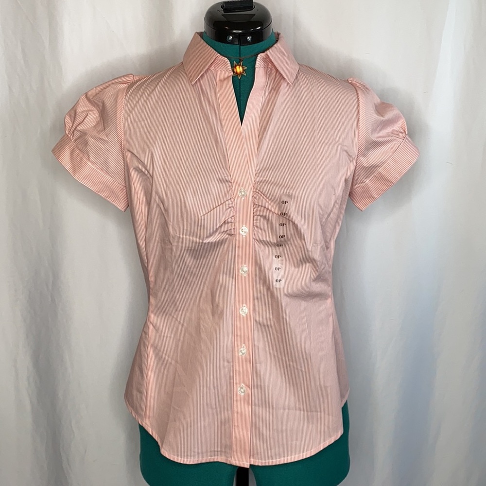 Ann Taylor Short-Sleeve Button Down Blouse-0P